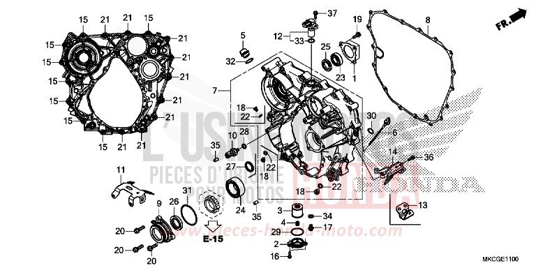 REAR CRANKCASE for Gold Wing CANDY ARDENT RED (R367B) from 2020